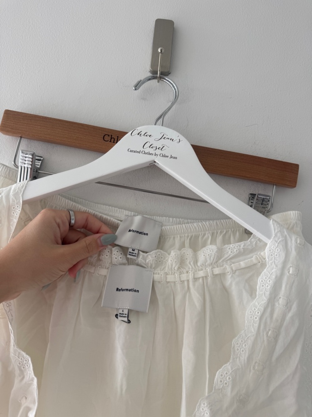 REFORMATION Hazel Pajama Set in White - Picture 9 of 9